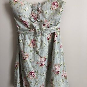 Strapless floral mini dress